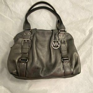 Michael Kors silver grey LEATHER hobo bag